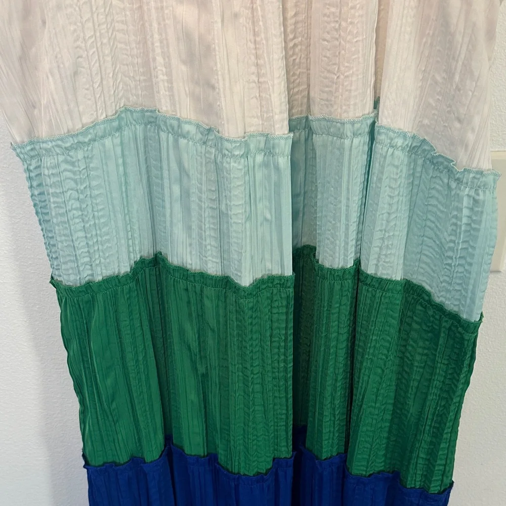 Sleeveless Colorblock Maxi Dress in Cream, Mint, Green & Blue. Size 18/20W - Picture 5 of 10